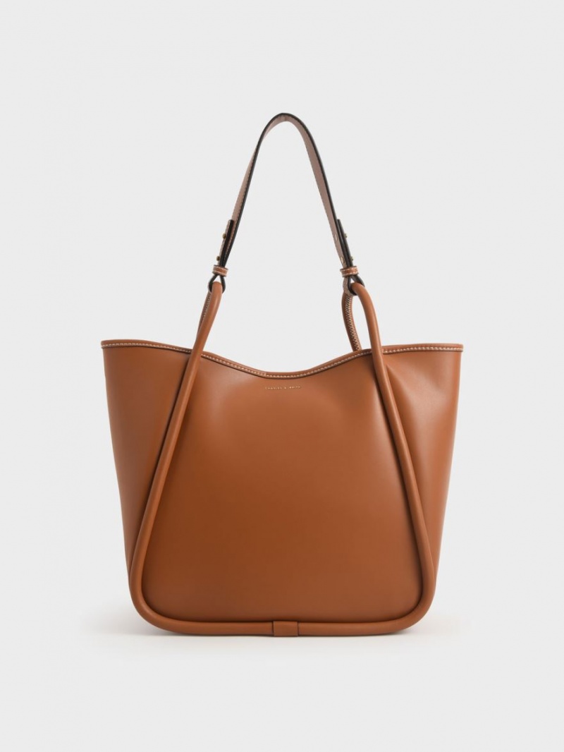 τσάντεσ tote Charles And Keith Tubular Slouchy καφε | 74238-PJLE