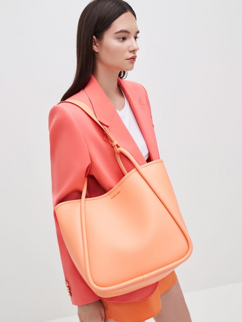 τσάντεσ tote Charles And Keith Tubular Slouchy πορτοκαλι | 82964-XVWP