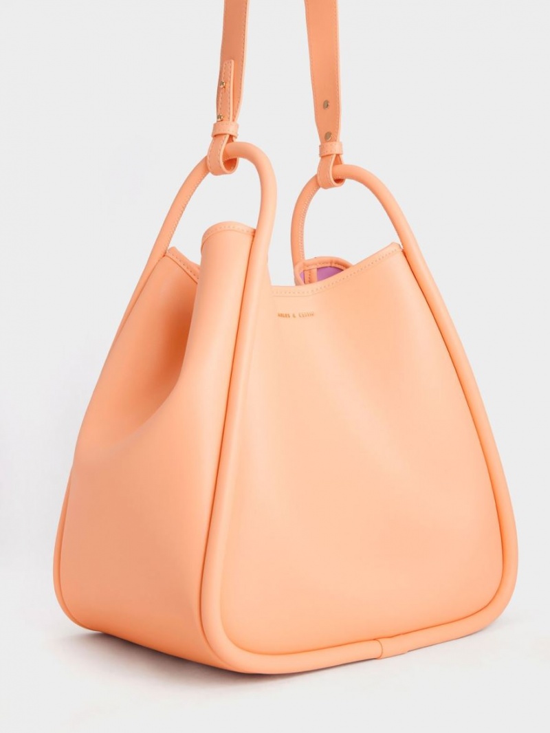 τσάντεσ tote Charles And Keith Tubular Slouchy πορτοκαλι | 82964-XVWP
