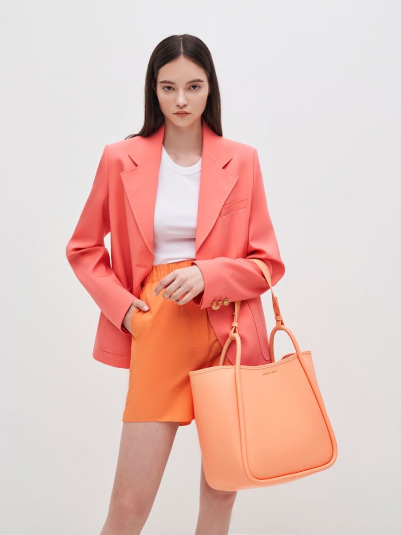 τσάντεσ tote Charles And Keith Tubular Slouchy πορτοκαλι | 82964-XVWP