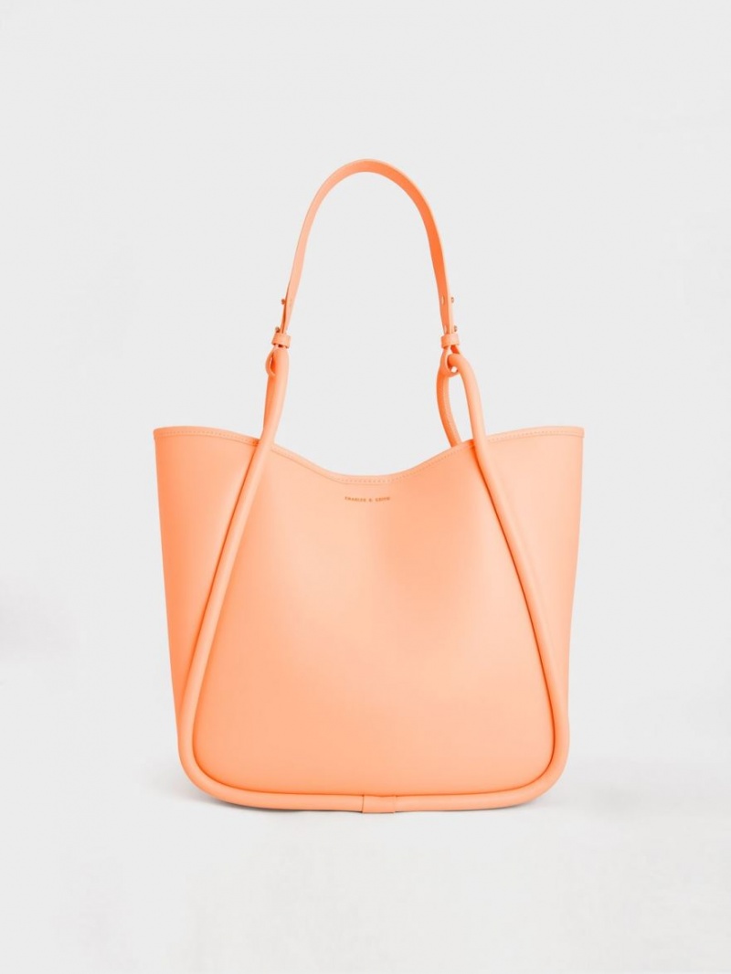 τσάντεσ tote Charles And Keith Tubular Slouchy πορτοκαλι | 82964-XVWP