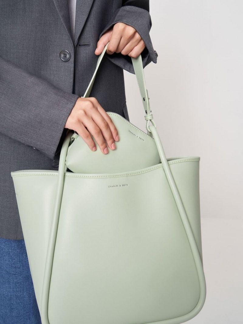 τσάντεσ tote Charles And Keith Tubular Slouchy μεντα | 02853-PYIL