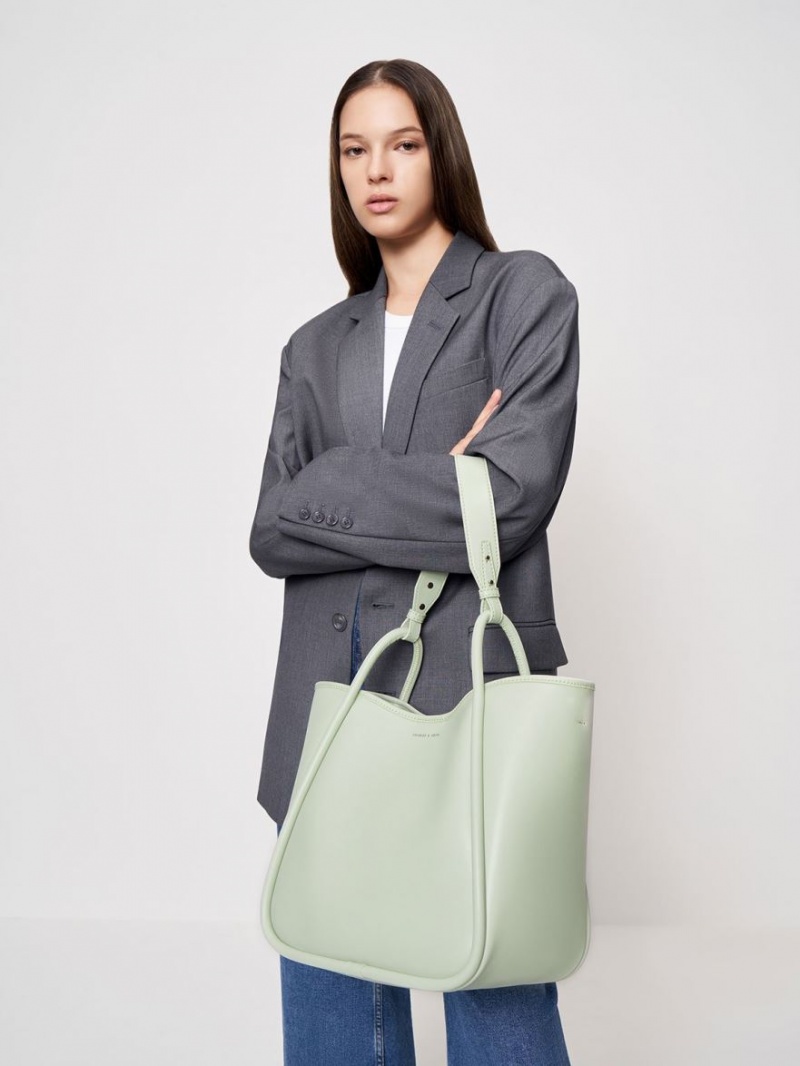 τσάντεσ tote Charles And Keith Tubular Slouchy μεντα | 02853-PYIL