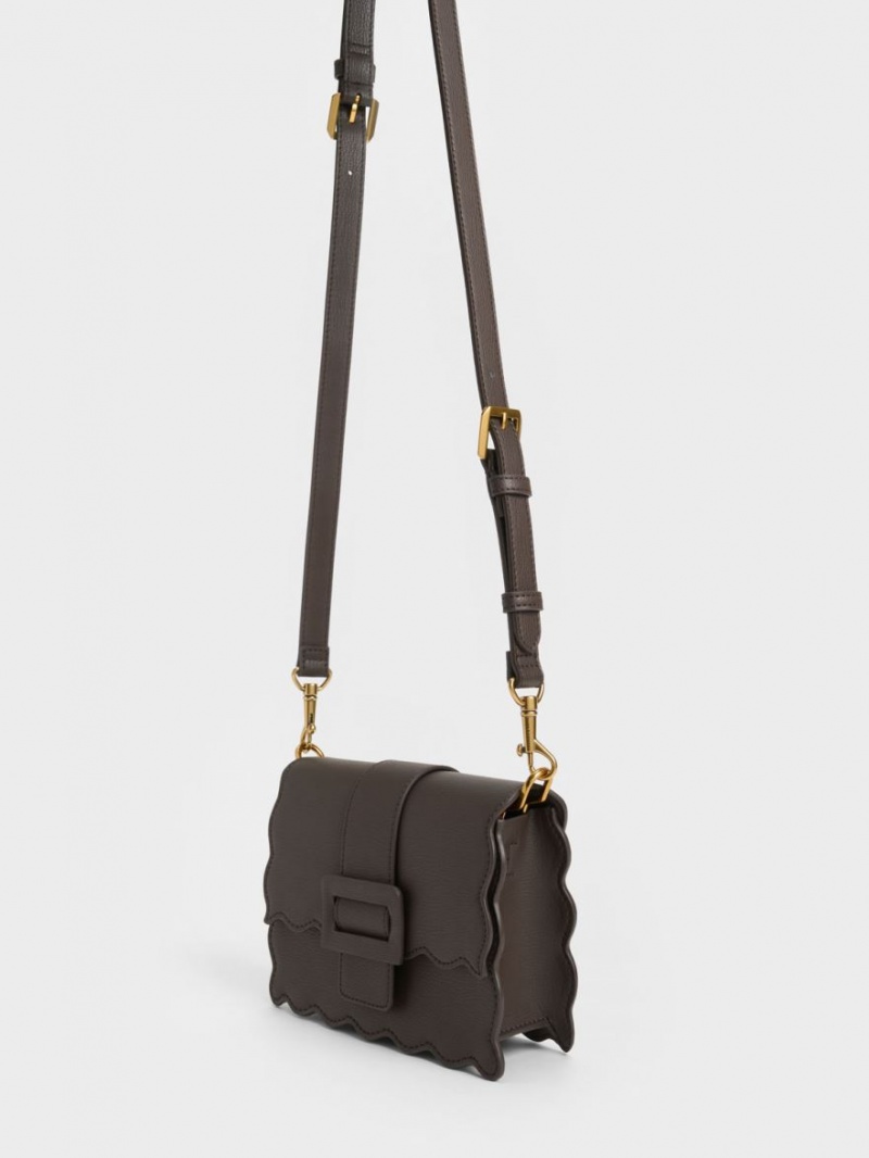 τσάντεσ tote Charles And Keith Waverly Scallop-Trim μαυρα | 50819-MXOU