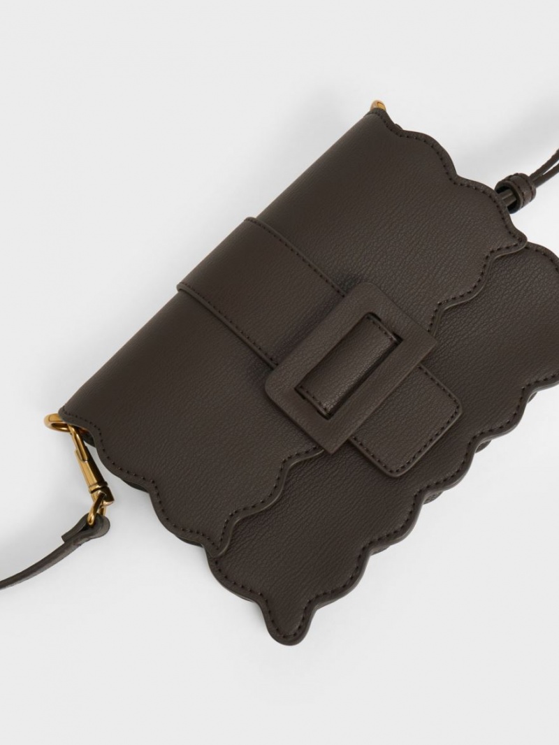 τσάντεσ tote Charles And Keith Waverly Scallop-Trim μαυρα | 50819-MXOU