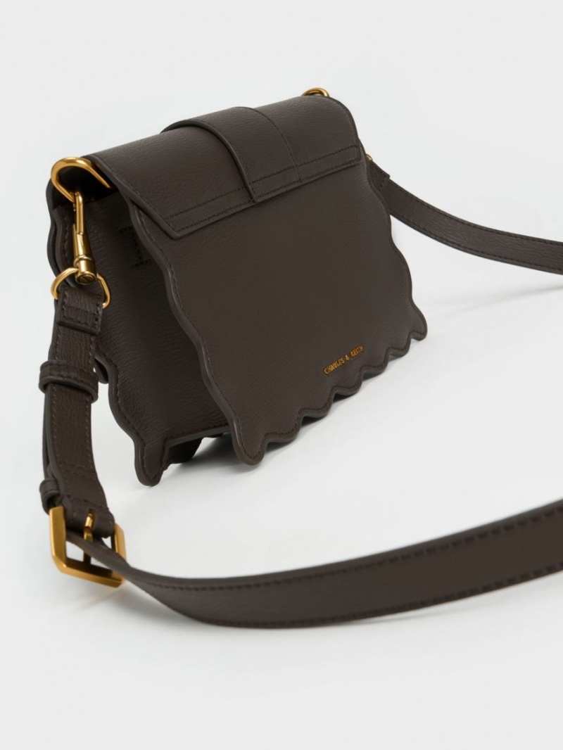 τσάντεσ tote Charles And Keith Waverly Scallop-Trim μαυρα | 50819-MXOU
