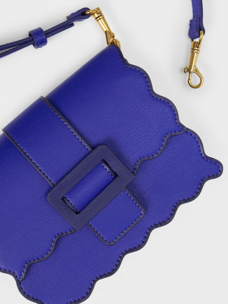 τσάντεσ tote Charles And Keith Waverly Scallop-Trim μπλε | 35620-PNFB