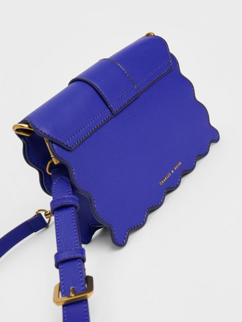 τσάντεσ tote Charles And Keith Waverly Scallop-Trim μπλε | 35620-PNFB