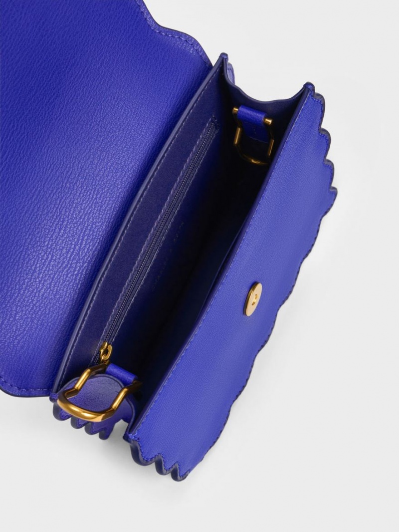 τσάντεσ tote Charles And Keith Waverly Scallop-Trim μπλε | 35620-PNFB