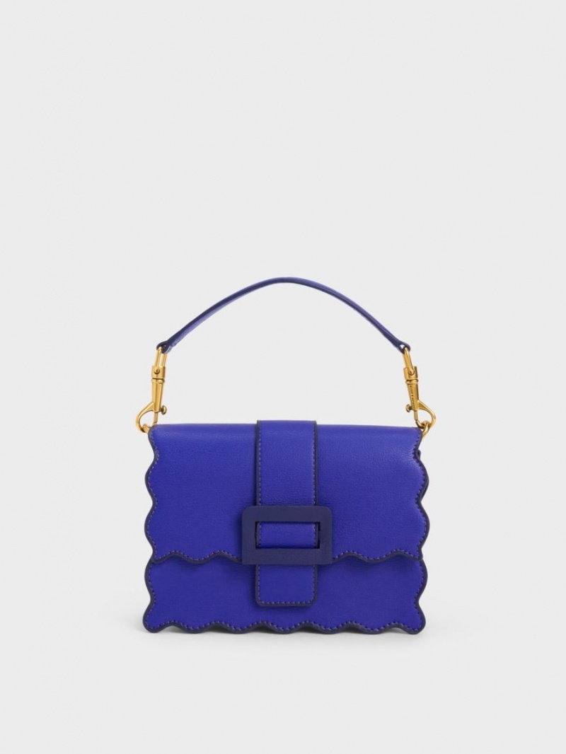 τσάντεσ tote Charles And Keith Waverly Scallop-Trim μπλε | 35620-PNFB