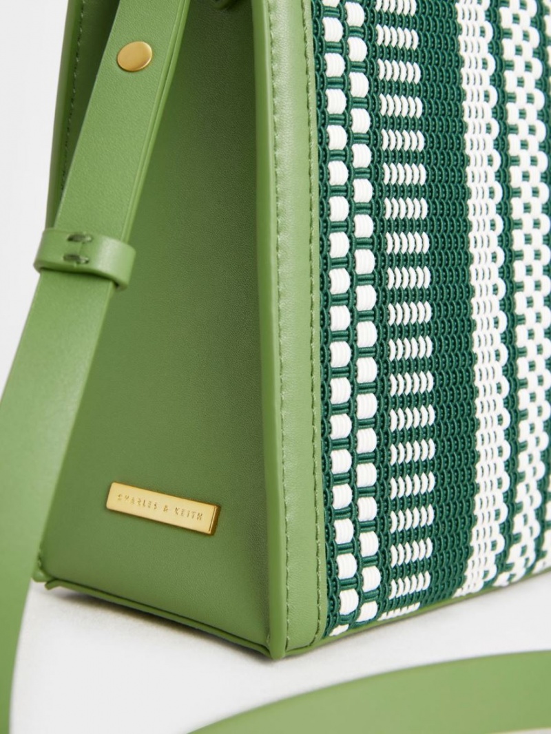 τσάντεσ tote Charles And Keith Woven Double Handle ανοιχτο πρασινο | 25987-VCHM