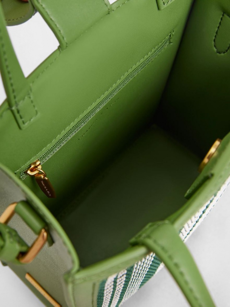 τσάντεσ tote Charles And Keith Woven Double Handle ανοιχτο πρασινο | 25987-VCHM