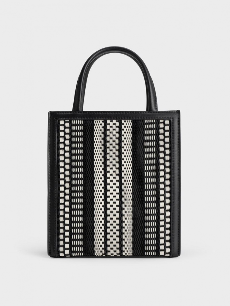 τσάντεσ tote Charles And Keith Woven Double Handle μαυρα | 61835-ZLKO