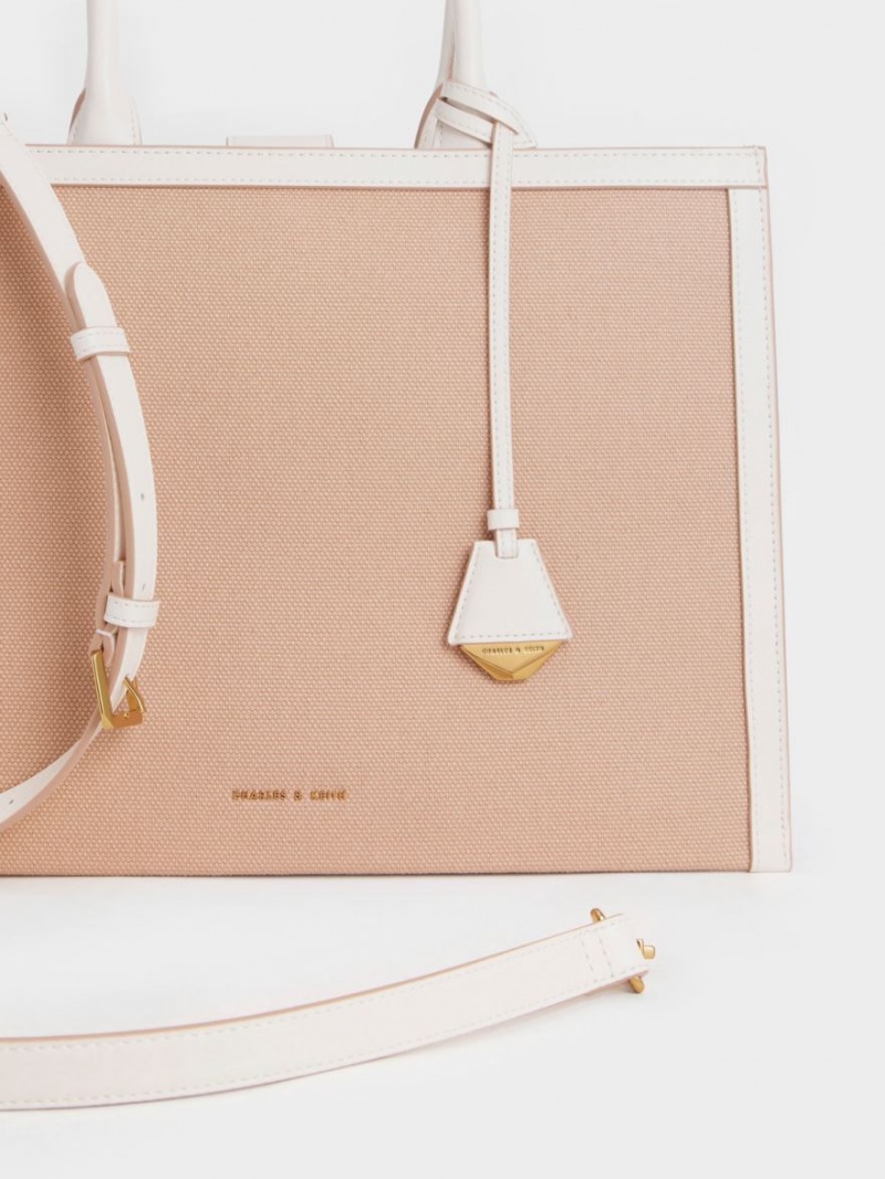τσάντεσ tote Charles And Keith καμβα Μπεζ | 15896-TYUS