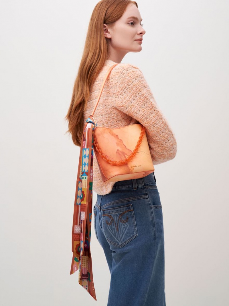 bucket bags Charles And Keith Alcott Scarf κοραλι | 40632-QVUJ