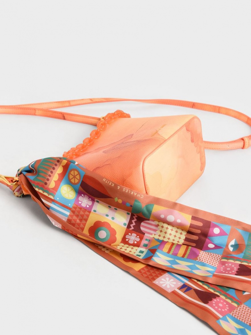 bucket bags Charles And Keith Alcott Scarf κοραλι | 40632-QVUJ