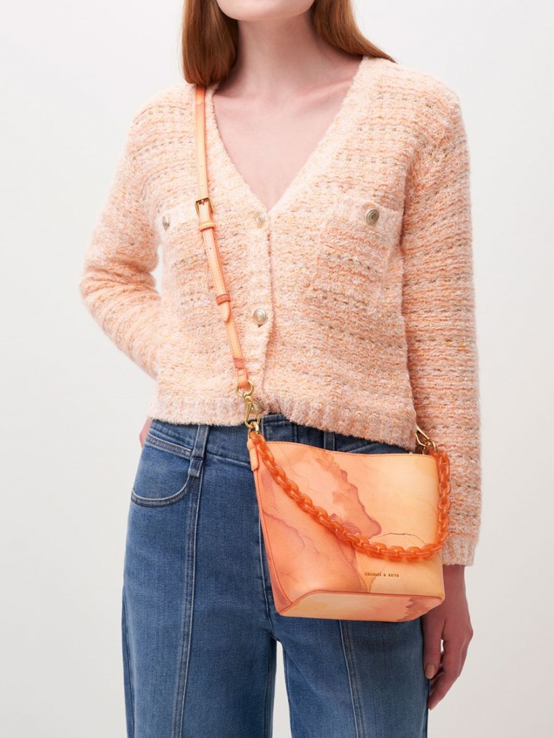 bucket bags Charles And Keith Alcott Scarf κοραλι | 40632-QVUJ