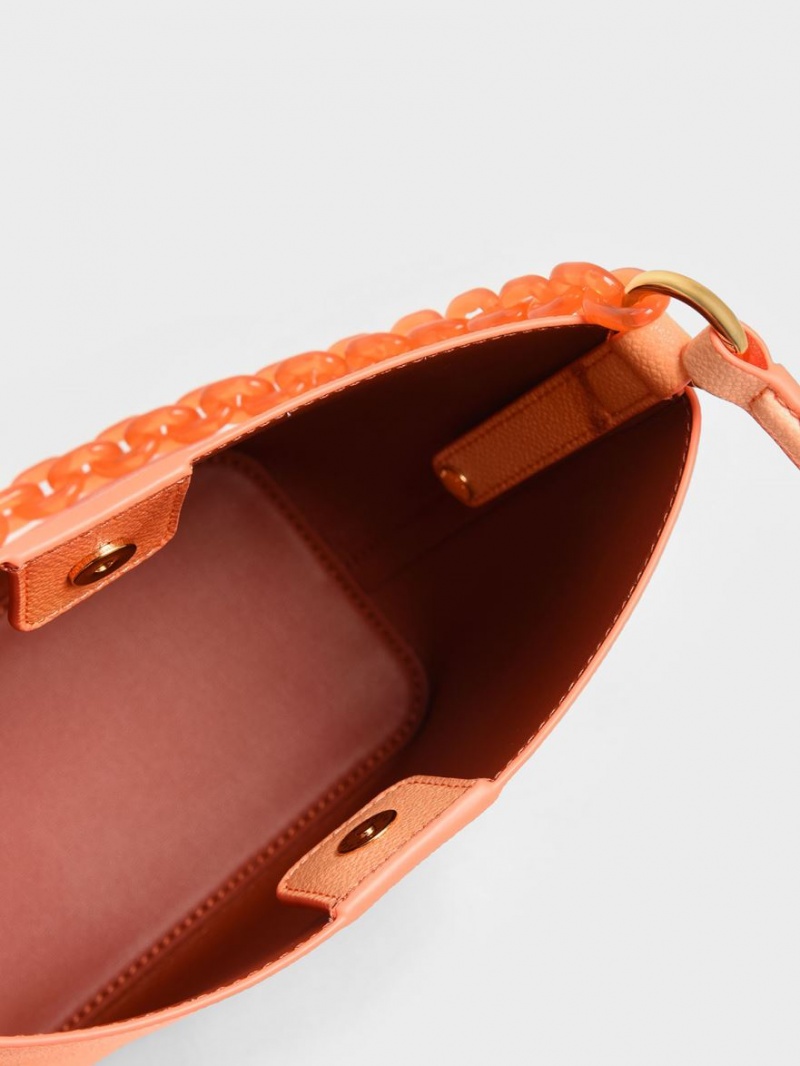 bucket bags Charles And Keith Alcott Scarf κοραλι | 40632-QVUJ