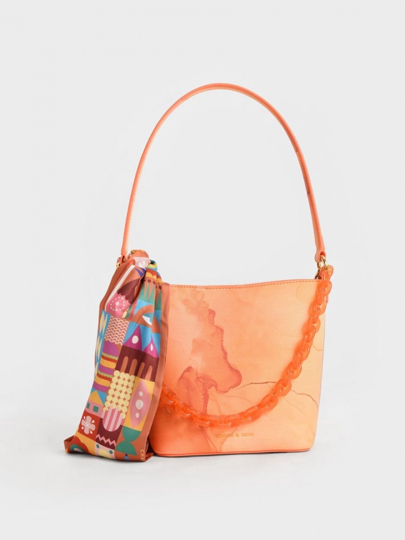 bucket bags Charles And Keith Alcott Scarf κοραλι | 40632-QVUJ