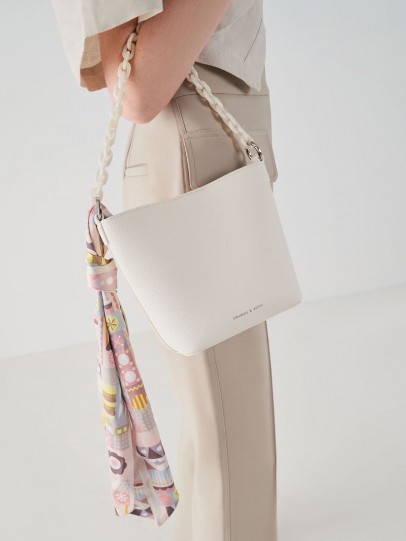 bucket bags Charles And Keith Alcott Scarf κρέμα | 54687-ICZB