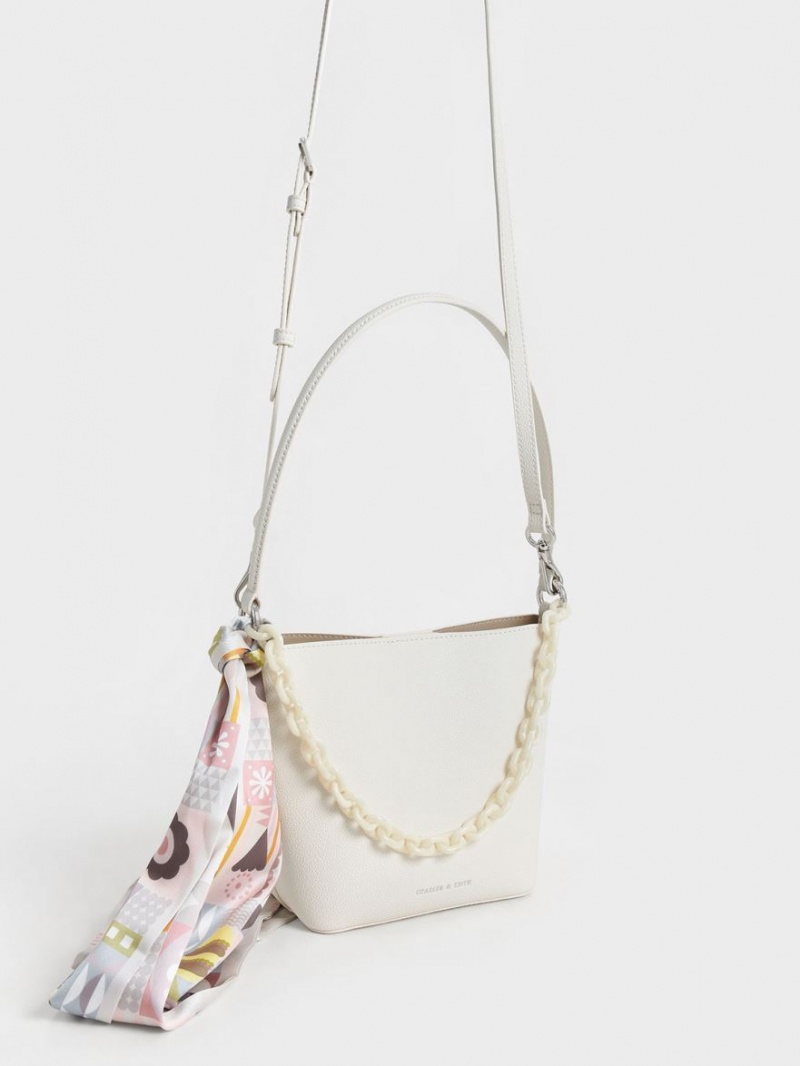 bucket bags Charles And Keith Alcott Scarf κρέμα | 54687-ICZB