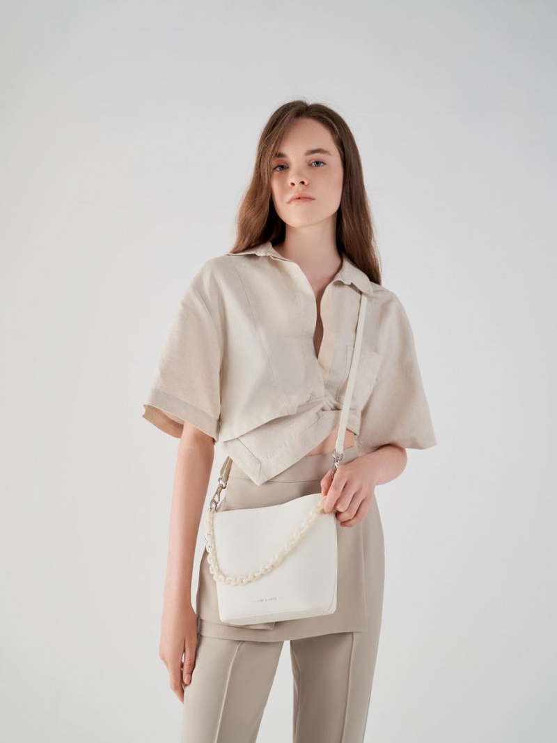 bucket bags Charles And Keith Alcott Scarf κρέμα | 54687-ICZB