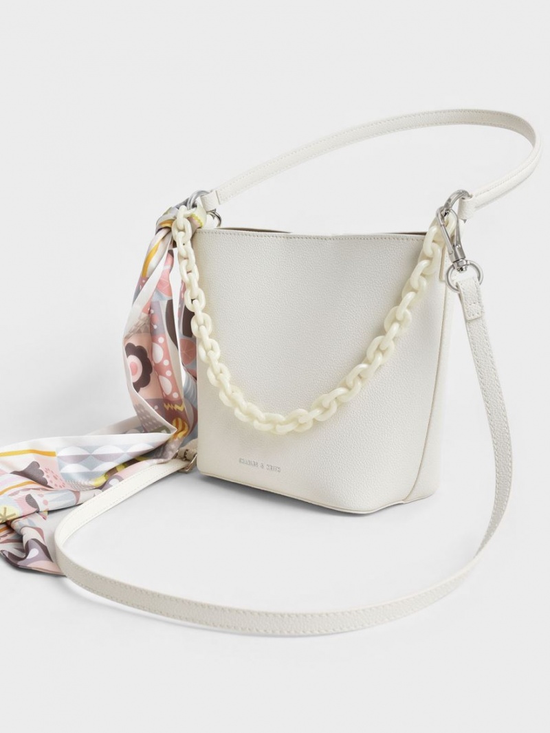 bucket bags Charles And Keith Alcott Scarf κρέμα | 54687-ICZB