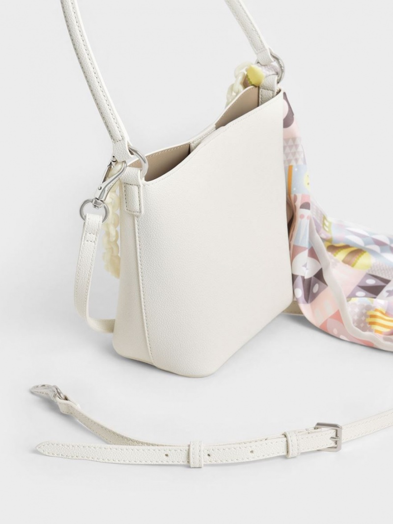 bucket bags Charles And Keith Alcott Scarf κρέμα | 54687-ICZB