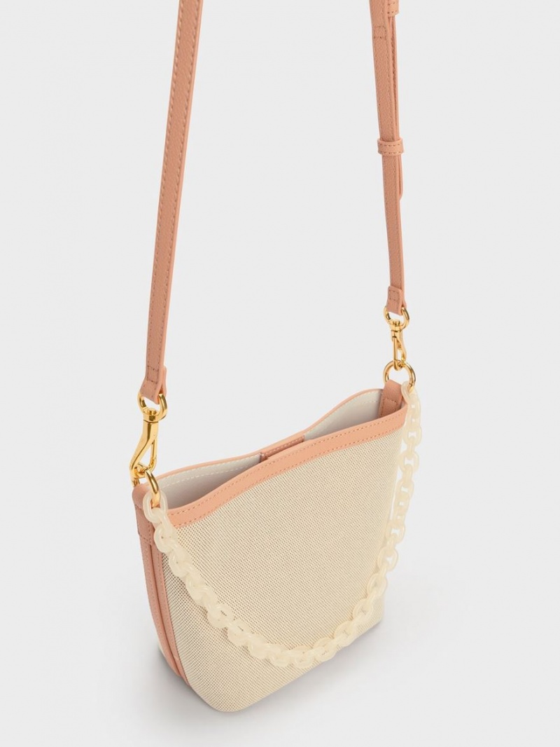 bucket bags Charles And Keith Alcott Scarf καμβα Μπεζ | 89146-ALDJ