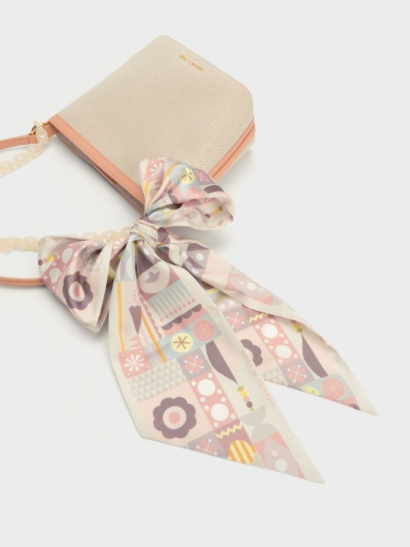 bucket bags Charles And Keith Alcott Scarf καμβα Μπεζ | 89146-ALDJ