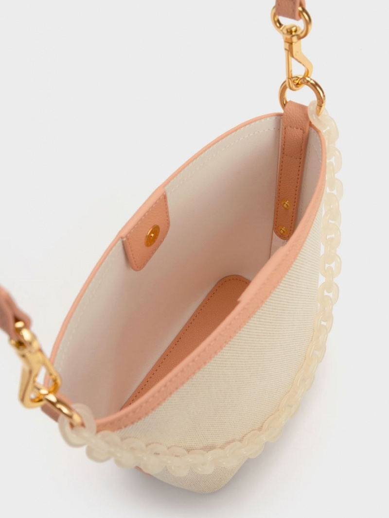 bucket bags Charles And Keith Alcott Scarf καμβα Μπεζ | 89146-ALDJ