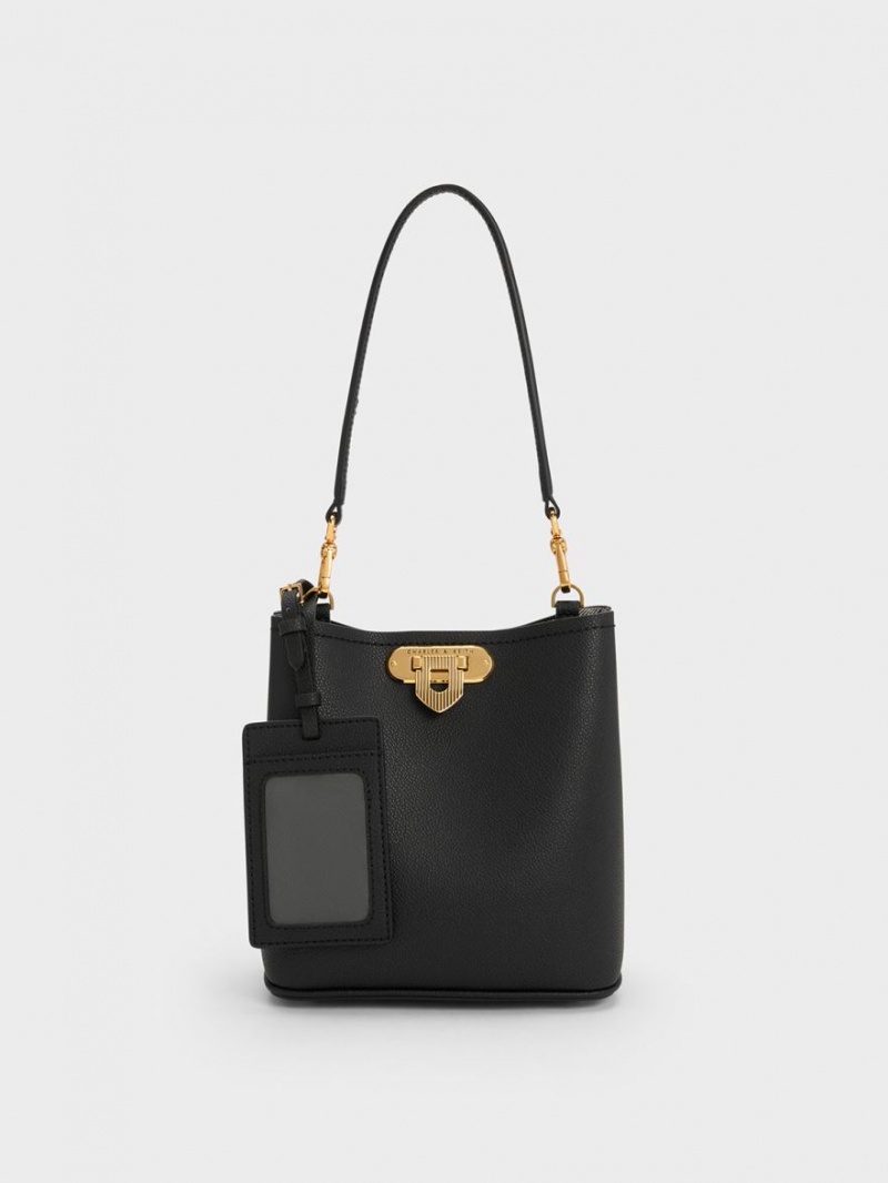 bucket bags Charles And Keith Alcott μαυρα | 28903-THEG