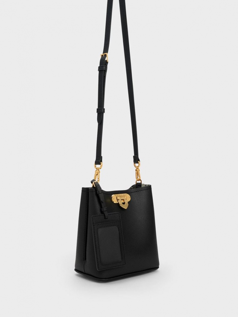 bucket bags Charles And Keith Alcott μαυρα | 28903-THEG
