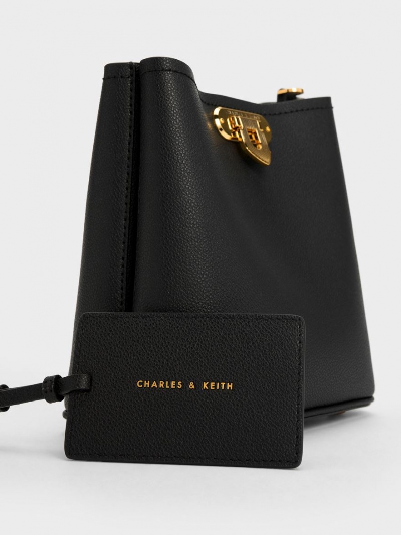 bucket bags Charles And Keith Alcott μαυρα | 28903-THEG