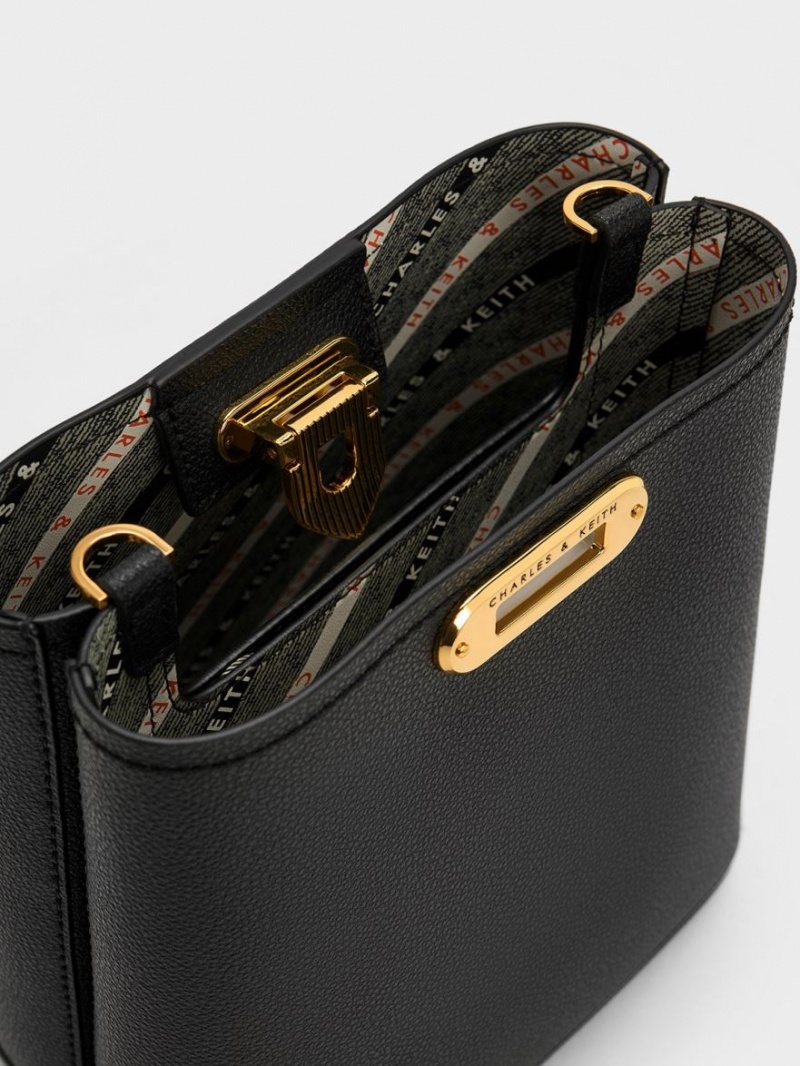 bucket bags Charles And Keith Alcott μαυρα | 28903-THEG