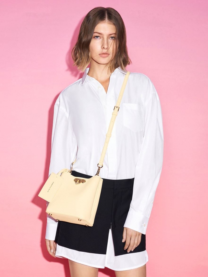 bucket bags Charles And Keith Alcott Μπεζ | 86307-EWIH