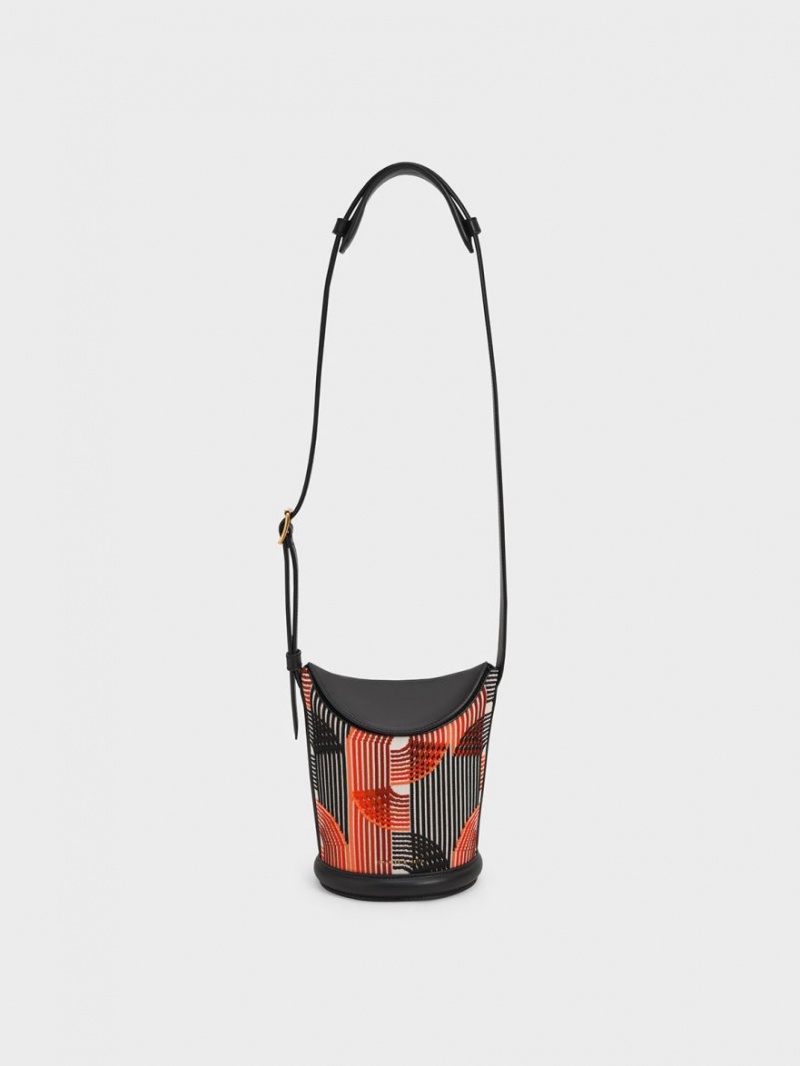 bucket bags Charles And Keith Aurea Printed Πλεκτά πορτοκαλι | 30681-XAVR