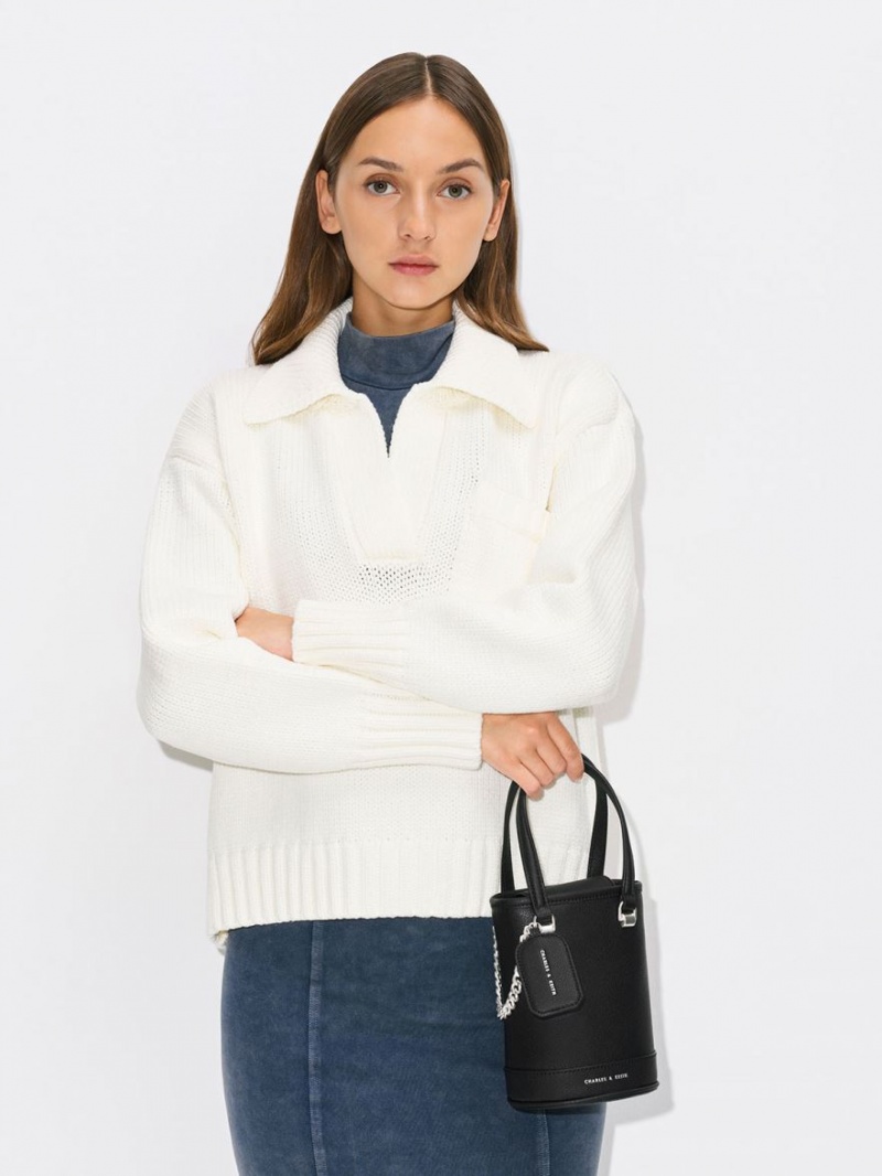 bucket bags Charles And Keith Avis Cylindrical μαυρα | 03145-PYUH