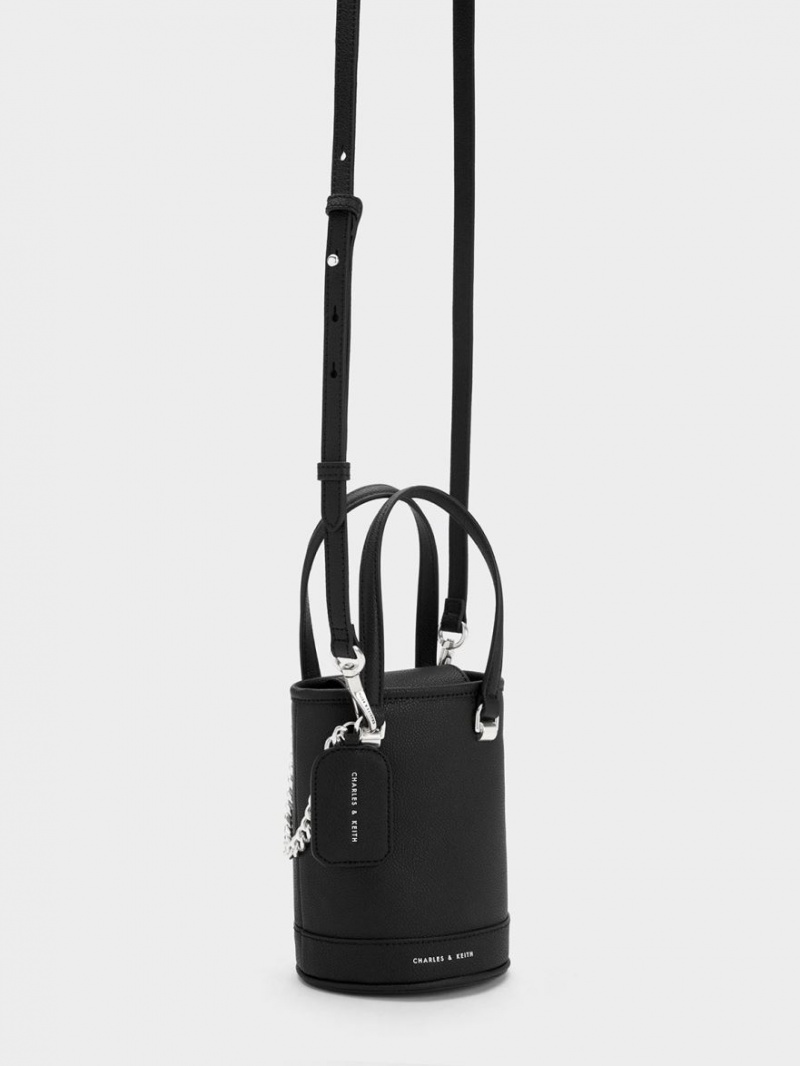 bucket bags Charles And Keith Avis Cylindrical μαυρα | 03145-PYUH