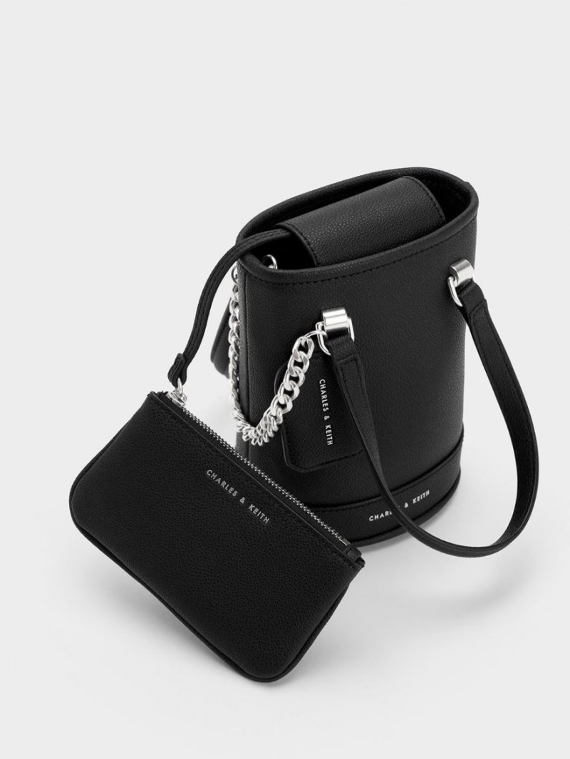 bucket bags Charles And Keith Avis Cylindrical μαυρα | 03145-PYUH