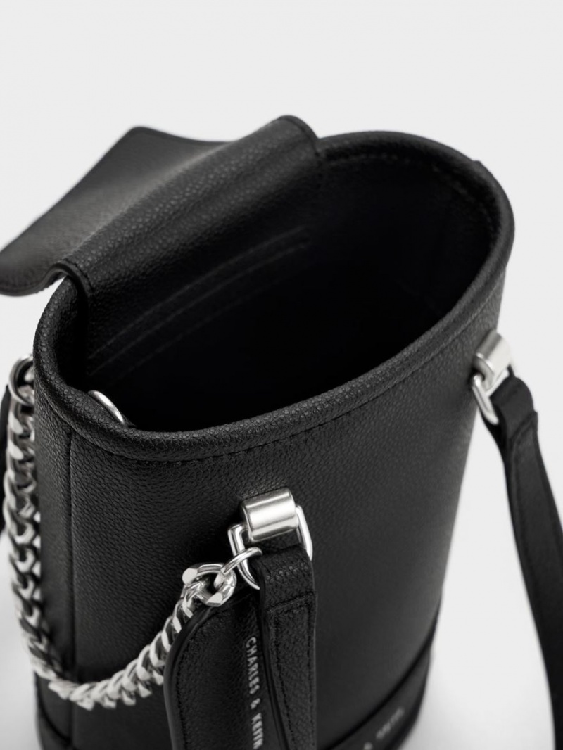 bucket bags Charles And Keith Avis Cylindrical μαυρα | 03145-PYUH