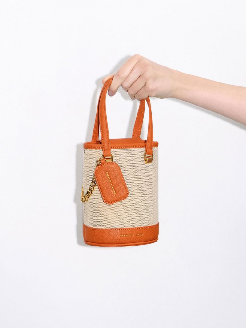 bucket bags Charles And Keith Avis Cylindrical πορτοκαλι | 49780-HUWX