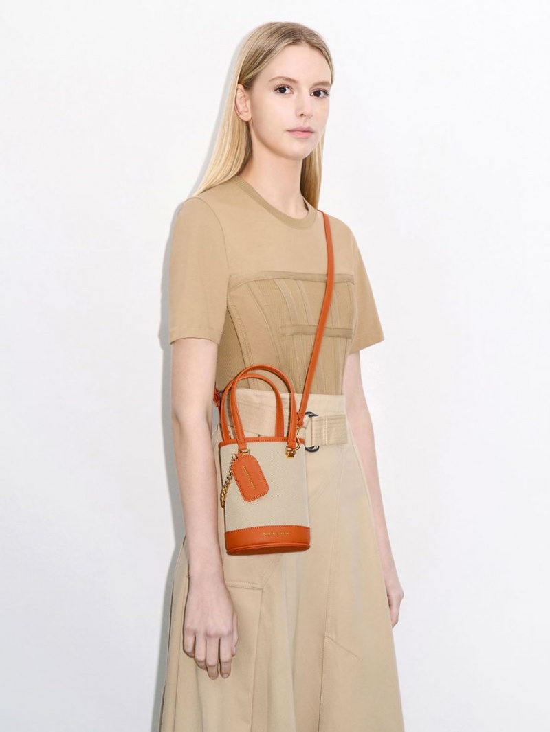 bucket bags Charles And Keith Avis Cylindrical πορτοκαλι | 49780-HUWX