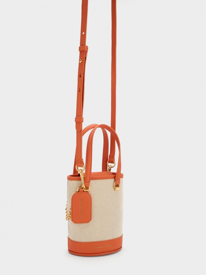 bucket bags Charles And Keith Avis Cylindrical πορτοκαλι | 49780-HUWX