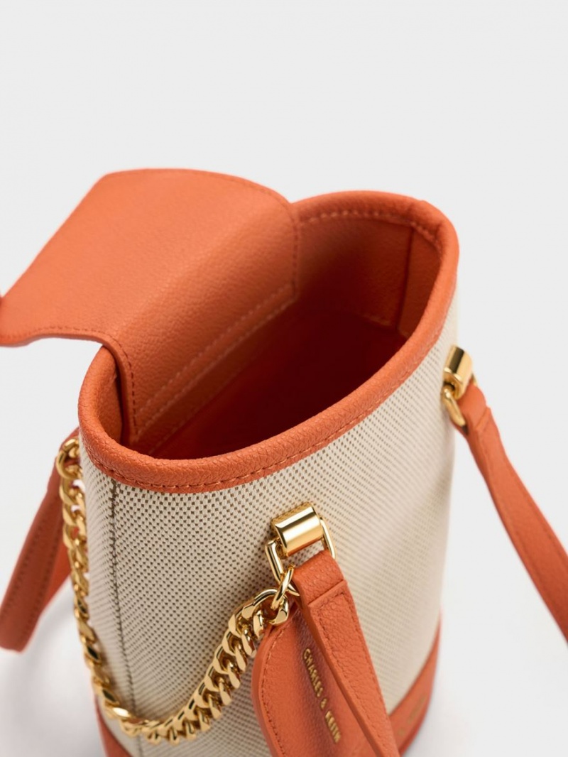 bucket bags Charles And Keith Avis Cylindrical πορτοκαλι | 49780-HUWX
