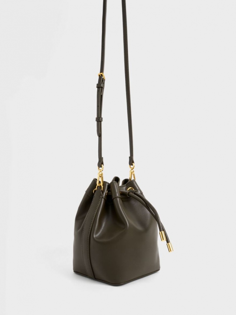 bucket bags Charles And Keith Braided-Handle Drawstring μαυρα | 43769-DEYK