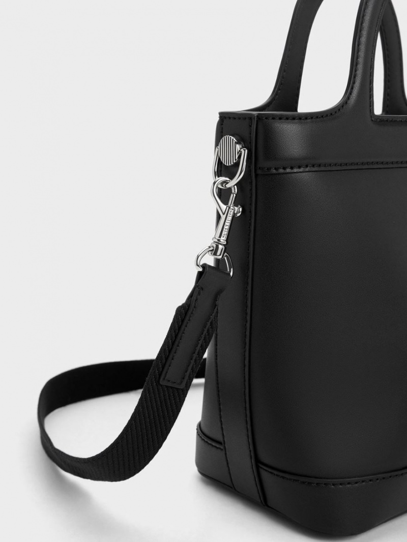 bucket bags Charles And Keith Bronte Top Handle μαυρα | 73298-FIZK