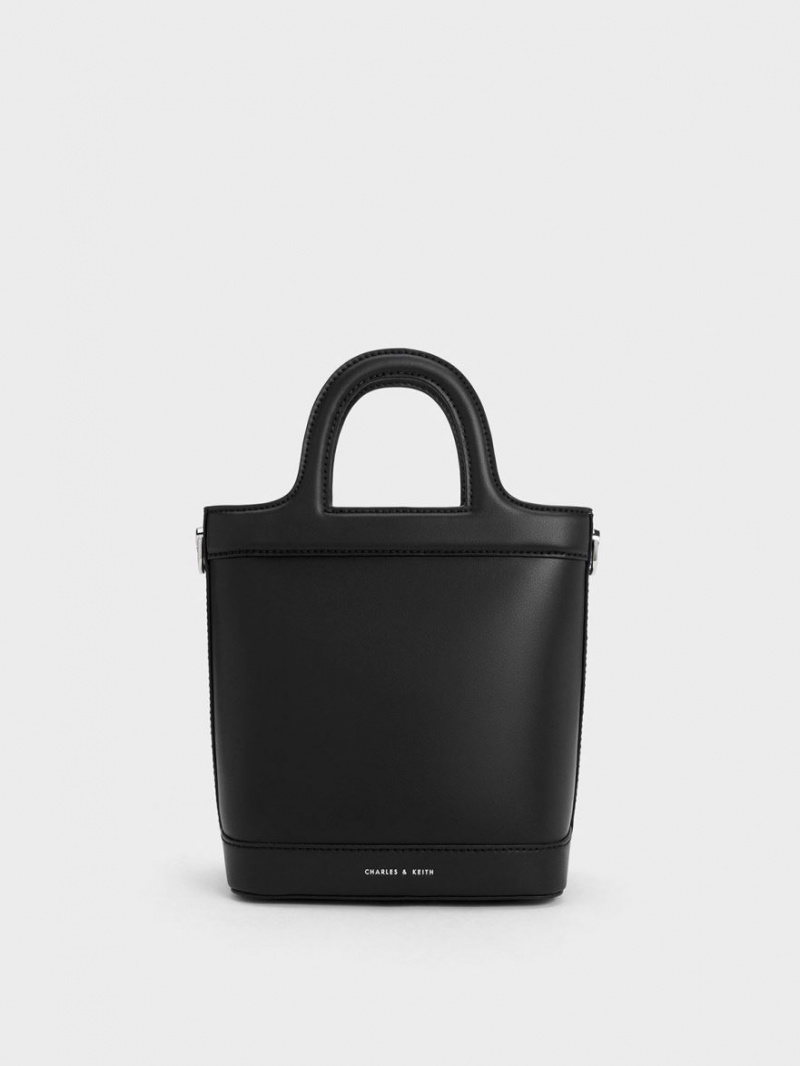 bucket bags Charles And Keith Bronte Top Handle μαυρα | 73298-FIZK