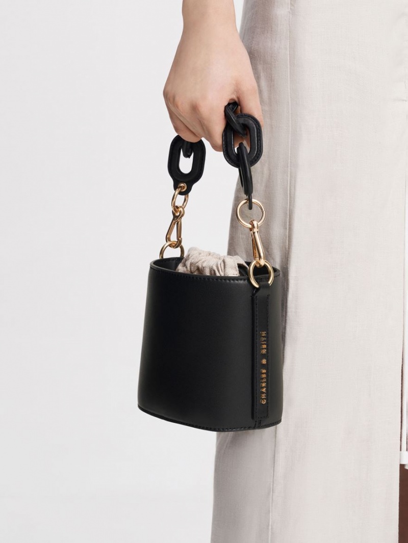 bucket bags Charles And Keith Catena μαυρα | 25896-DMNT