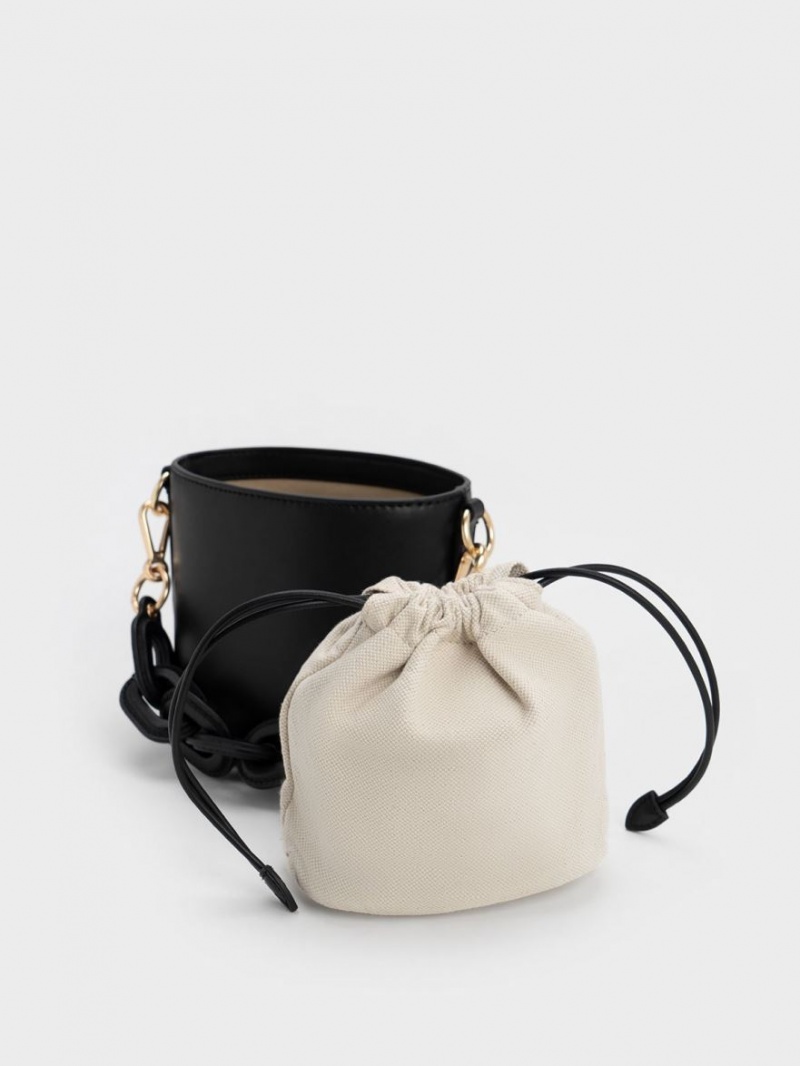 bucket bags Charles And Keith Catena μαυρα | 25896-DMNT